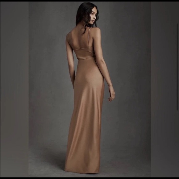 BHLDN Anthropologie Freya Satin Charmeuse Dress Gown Rose Champagne Size 6 NWT - Picture 4 of 16